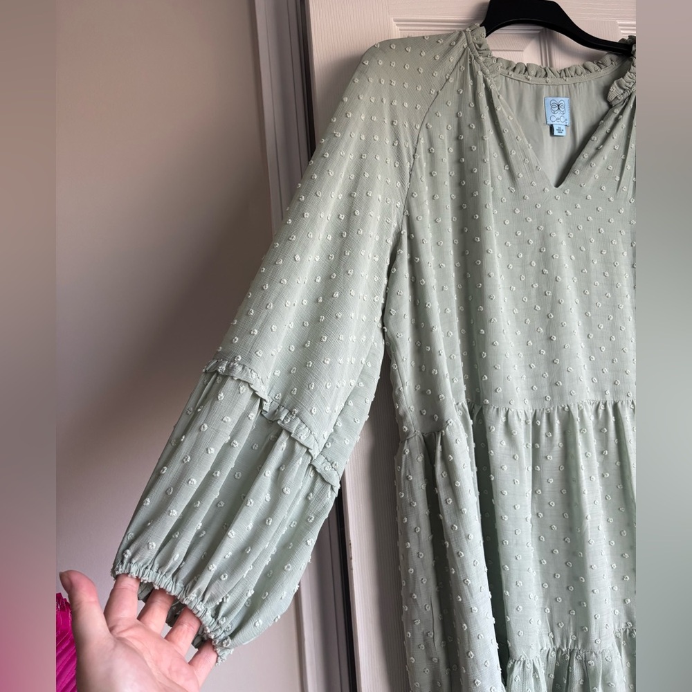 CeCe Light Green Long Sleeve Dress - Picture 2 of 4